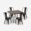 set tavolo quadrato 80x80cm legno metallo 4 sedie vintage Lix hedges dark Scelta