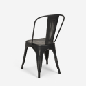 set tavolo quadrato 80x80cm legno metallo 4 sedie vintage hedges dark 