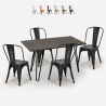 set tavolo da pranzo 120x60cm legno metallo 4 sedie Lix vintage weimar Sconti