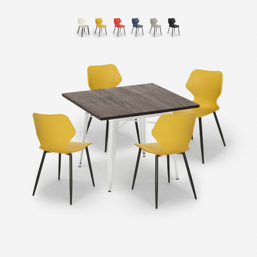 set tavolo quadrato 80x80cm cucina bar 4 sedie design howe light Offerta set tavolo quadrato 80x80cm cucina bar 4 sedie design howe light Offerta