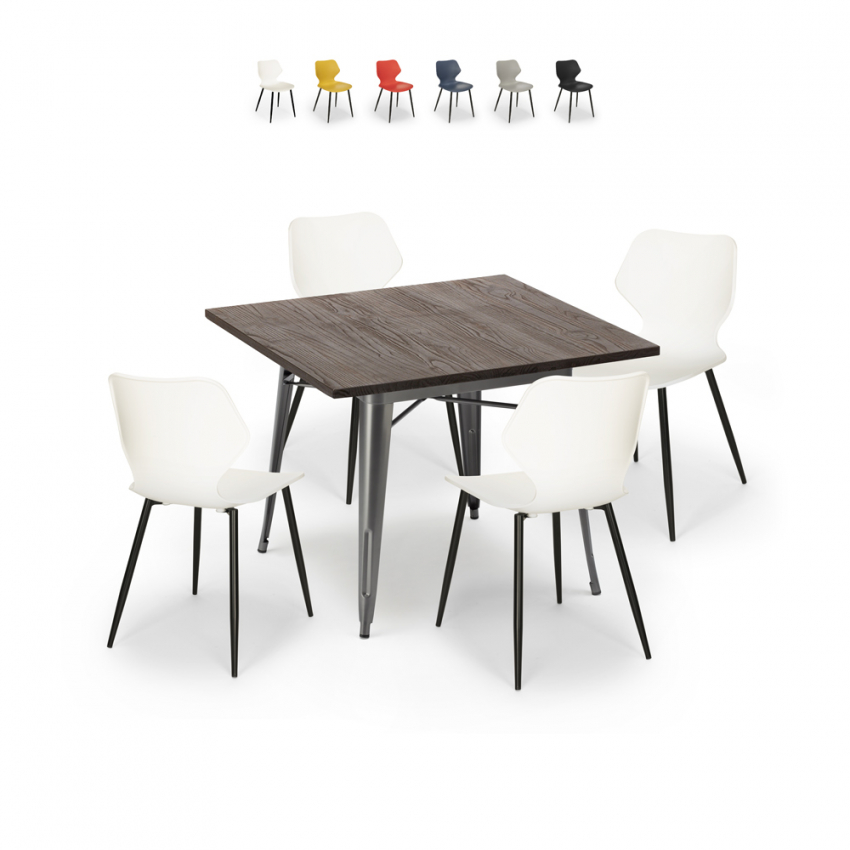 set bar cucina tavolo quadrato 80x80cm Lix 4 sedie design moderno howe Vendita