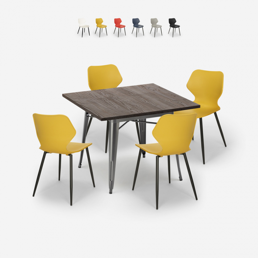 set bar cucina tavolo quadrato 80x80cm 4 sedie design moderno howe Saldi set bar cucina tavolo quadrato 80x80cm 4 sedie design moderno howe Saldi