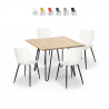 Set tavolo quadrato stile industriale 80x80cm 4 sedie design Sartis Light Vendita