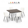 Set 4 sedie design tavolo quadrato 80x80cm legno metallo Sartis Dark Vendita