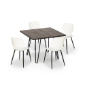 Set 4 sedie design tavolo quadrato 80x80cm legno metallo Sartis Dark Modello