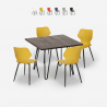 Set 4 sedie design tavolo quadrato 80x80cm legno metallo Sartis Dark Sconti