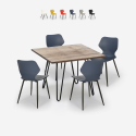 Set tavolo quadrato 80x80cm design industriale 4 sedie polipropilene Sartis Offerta