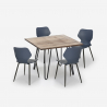 Set tavolo quadrato 80x80cm design industriale 4 sedie polipropilene Sartis Caratteristiche