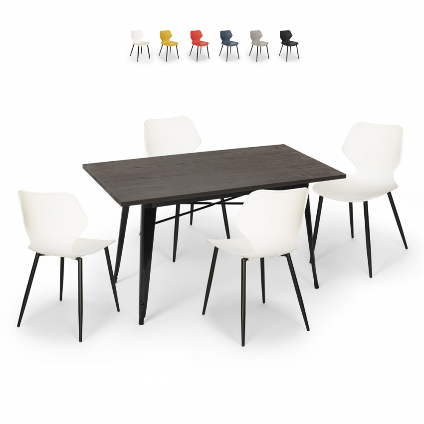 set 4 sedie tavolo rettangolare 120x60cm Lix design industriale bantum Sconti