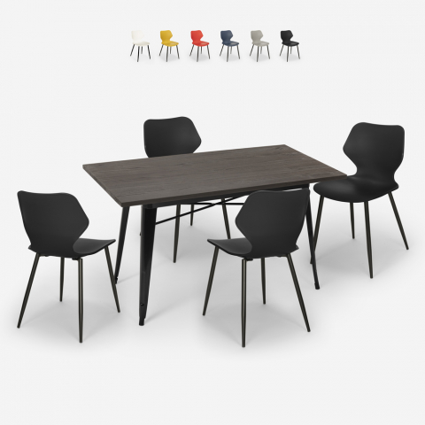 Set 4 sedie tavolo rettangolare 120x60cm Tolix design industriale Bantum