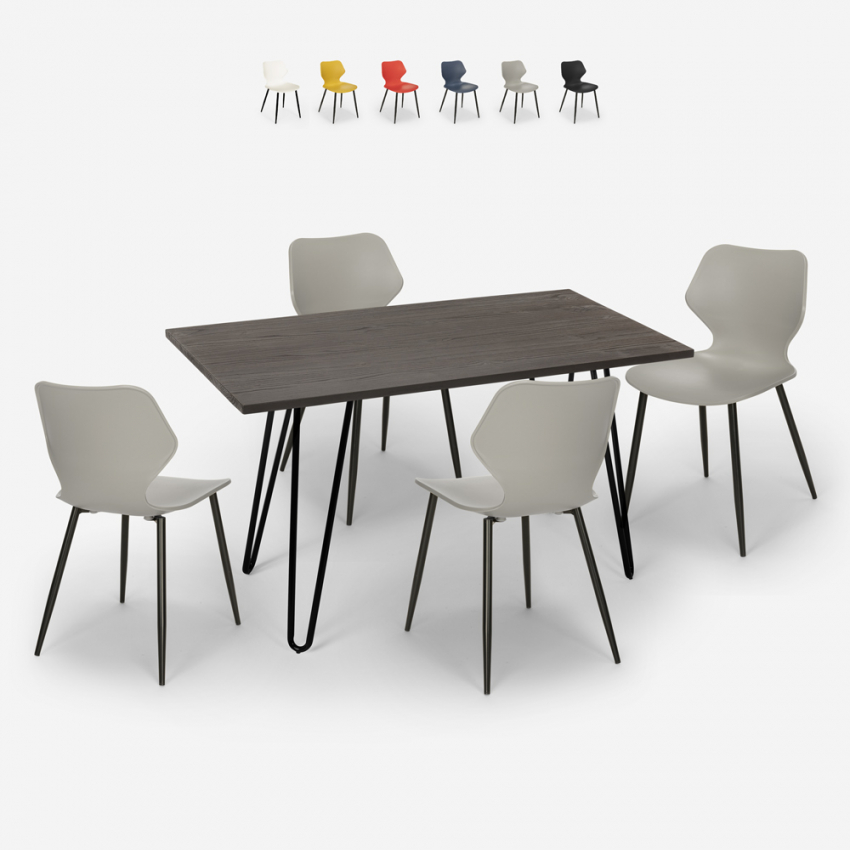 set cucina sala da pranzo 4 sedie design tavolo 120x60cm palkis Sconti