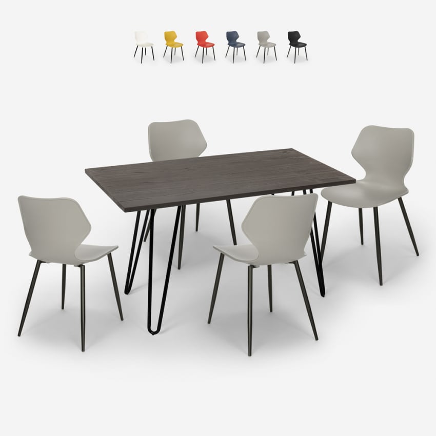 set cucina sala da pranzo 4 sedie design tavolo Lix 120x60cm palkis Sconti