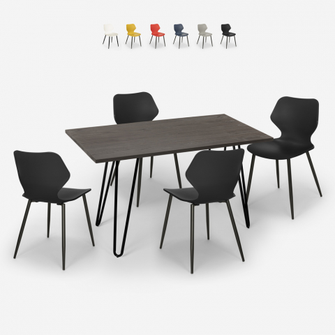 set cucina sala da pranzo 4 sedie design tavolo 120x60cm palkis Promozione