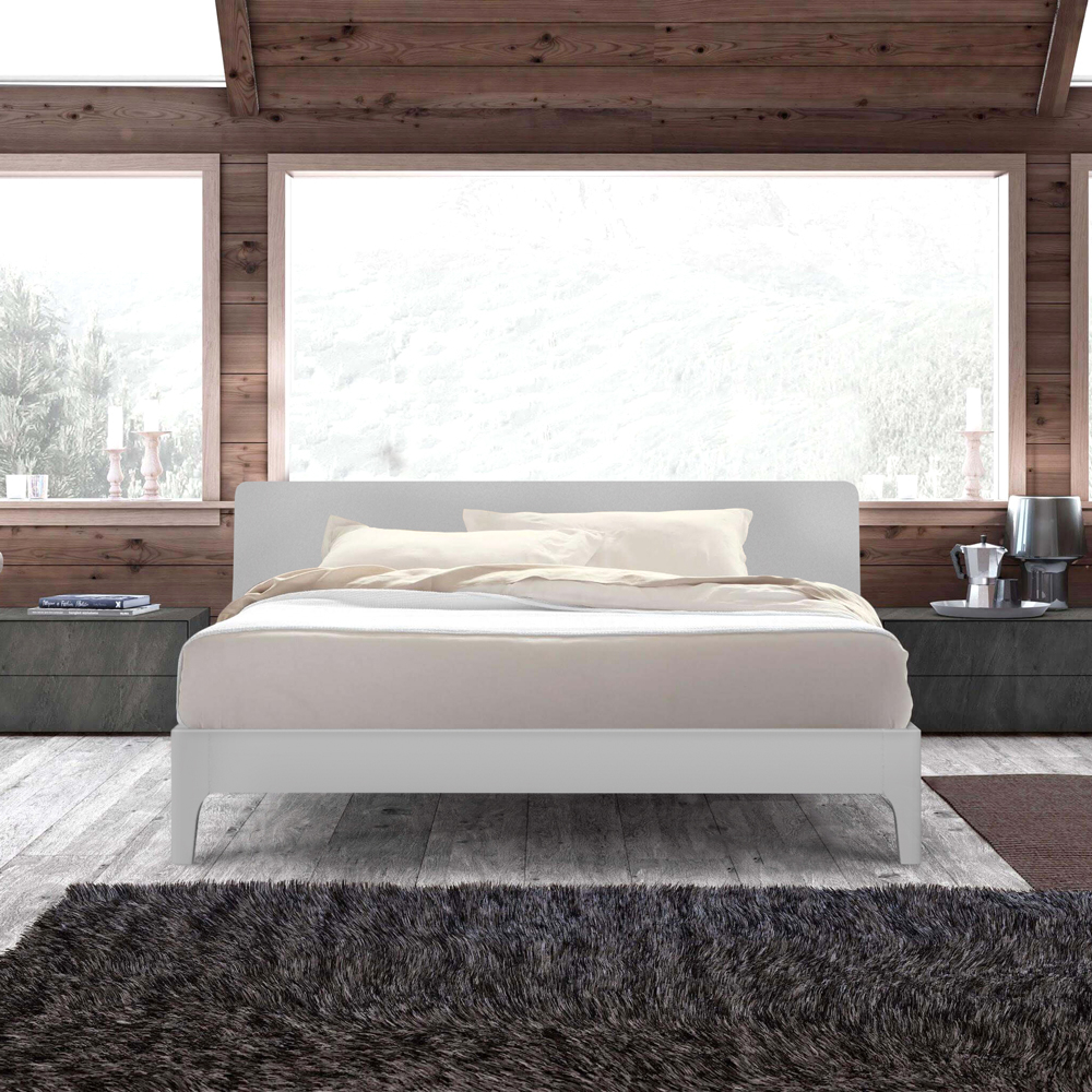 Letto matrimoniale 160x200cm design moderno in legno doghe testata Linz King