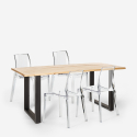 Set tavolo da pranzo 160x80cm industriale 4 sedie trasparenti design Hilton Catalogo