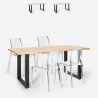 Set tavolo da pranzo 160x80cm industriale 4 sedie trasparenti design Hilton Saldi