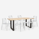 Set 6 sedie design trasparente tavolo da pranzo 180x80cm industriale Vice Scelta
