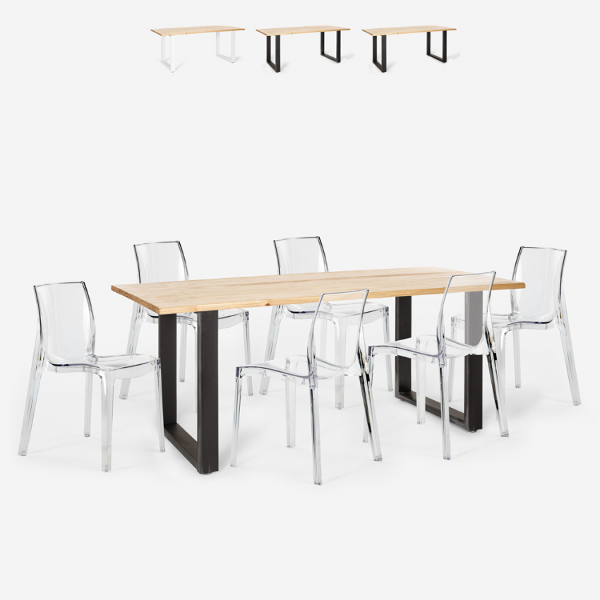 Set 6 sedie design trasparente tavolo da pranzo 180x80cm industriale Vice Catalogo