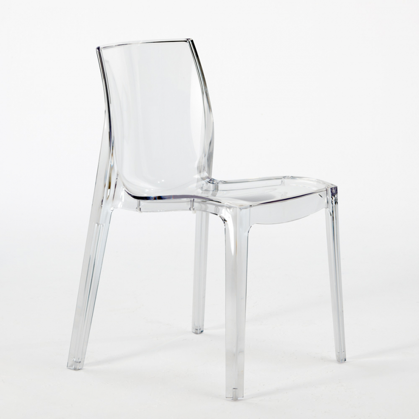 Vice Set 6 sedie design trasparente tavolo da pranzo 180x80cm