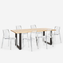 Set cucina tavolo 200x80cm industriale 6 sedie design trasparente Lewis Offerta