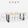 Set 8 sedie design trasparente tavolo da pranzo 220x80cm industriale Virgil Stock