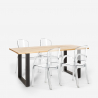 Set tavolo da pranzo 160x80cm legno metallo 4 sedie trasparenti Jaipur M Modello