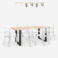 Set 6 sedie trasparenti policarbonato tavolo 180x80cm industriale Jaipur L