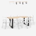 Set 6 sedie trasparenti policarbonato tavolo 180x80cm industriale Jaipur L