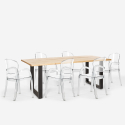 Set tavolo 200x80cm gambe in ferro 6 sedie trasparenti design Jaipur XL Catalogo