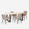 Set 4 sedie velluto design tavolo 160x80cm stile industriale Samsara M1 Sconti