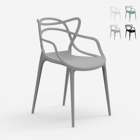 Sedia design moderno con braccioli impilabile per cucina bar ristorante Node Promozione