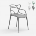 Sedia design moderno con braccioli impilabile per cucina bar ristorante Node