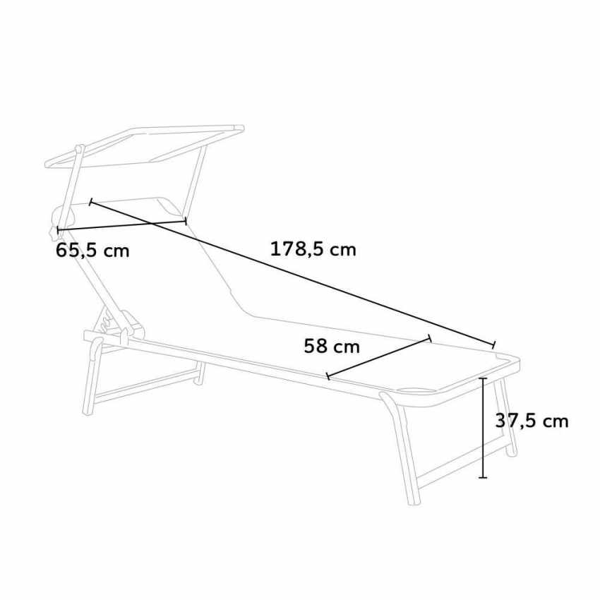 Lettino Large con parasole Itaca alluminio e textil 4 posizioni