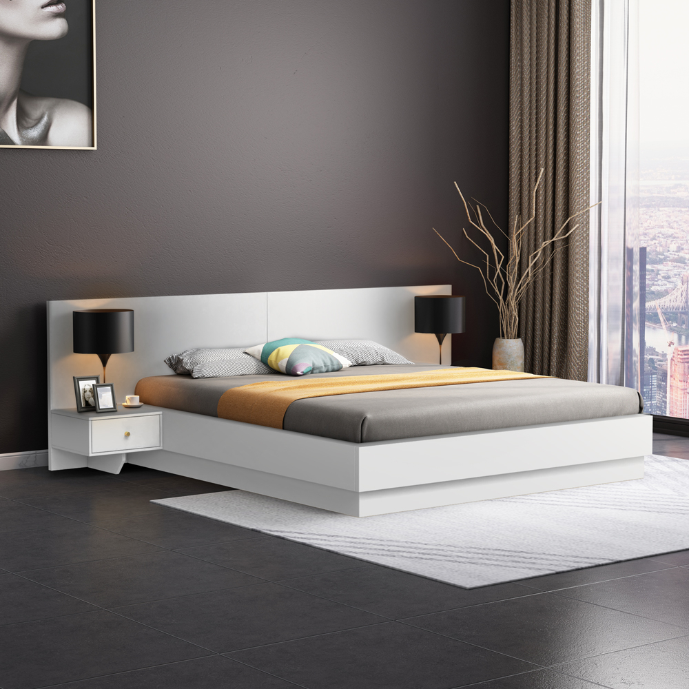 Letto matrimoniale 160x190 cm sollevabile 2 comodini design moderno Schwaz