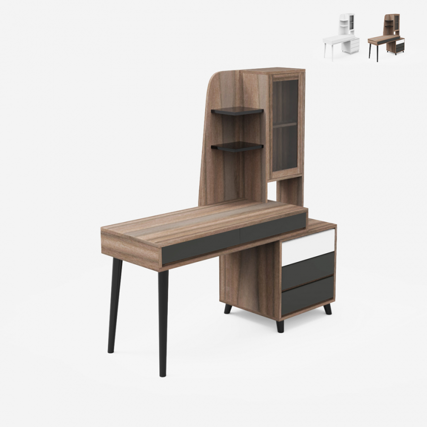 Set scrivania, tavolino e cassettiera Busymo Nature e Grey Wood