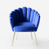 Sedia poltrona a conchiglia design moderno velluto gambe dorate Calicis 