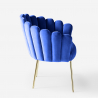 Sedia poltrona a conchiglia design moderno velluto gambe dorate Calicis 