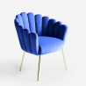 Sedia poltrona a conchiglia design moderno velluto gambe dorate Calicis 