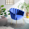 Sedia poltrona a conchiglia design moderno velluto gambe dorate Calicis 