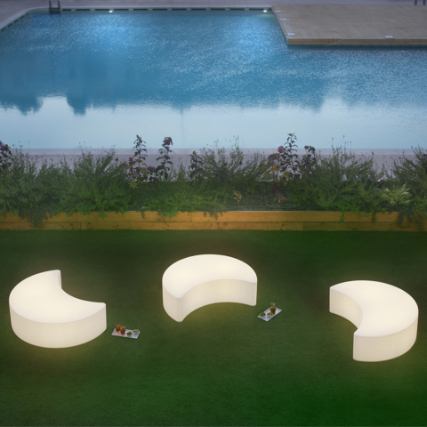 Panca luminosa divano design luna moderno esterno giardino Moon Slide