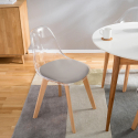Sedia trasparente cucina bar con cuscino design scandinavo Tulipan Caurs Vendita