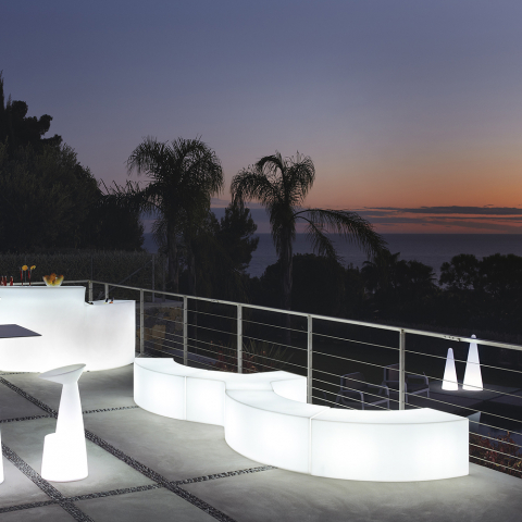 Panca luminosa tavolino design moderno esterno bar giardino Ypsilon Slide