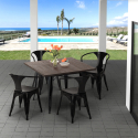 set tavolo 80x80cm 4 sedie design industriale stile Lix cucina bar hustle black Stock