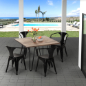 set design industriale tavolo 80x80cm 4 sedie stile Lix cucina bar reims Stock