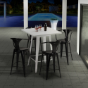 set bar cucina tavolino 60x60cm bianco metallo 4 sgabelli bucket white Scelta