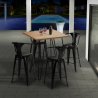 set bar cucina 4 sgabelli industriale tavolino legno 60x60cm mason Stock