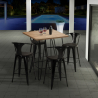 set 4 sgabelli tavolino industriale legno metallo 60x60cm mason wood Scelta