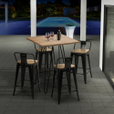 set bar industriale 4 sgabelli tavolino 60x60cm mason steel top light Sconti