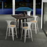 set cucina 4 sgabelli tavolino alto bar 60x60cm bruck black top light Sconti