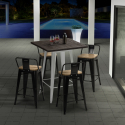 set tavolo bar 60x60cm design industriale 4 sgabelli rough white Sconti